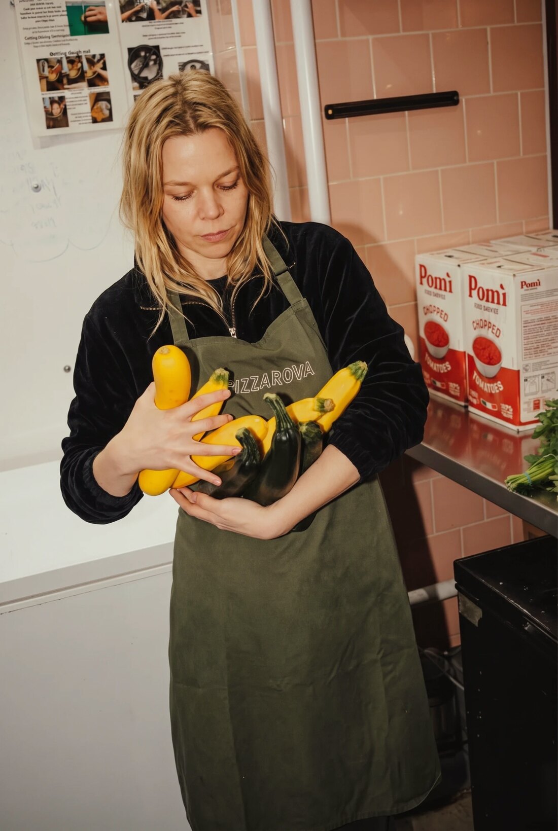 Lauren preparing fresh food in the kitchen