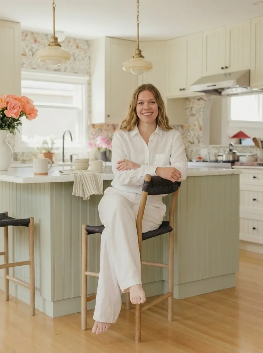 Lauren Hofstee seated in a bright kitchen