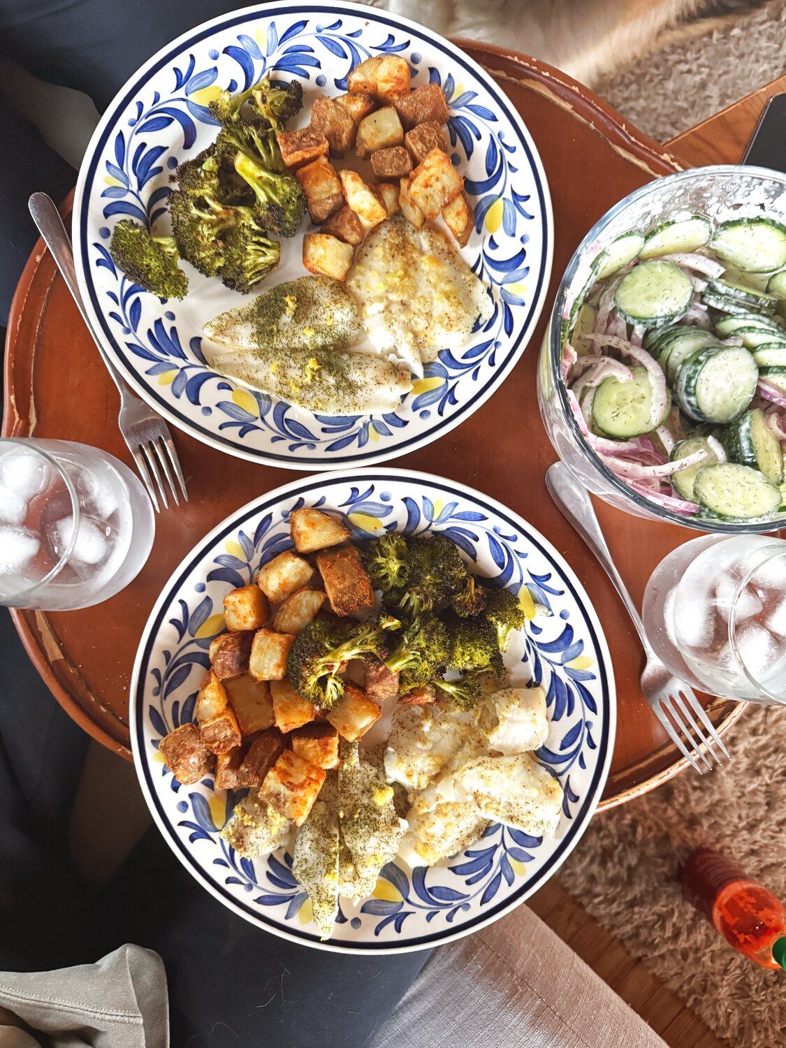 A crisp cucumber salad with a grain bowl